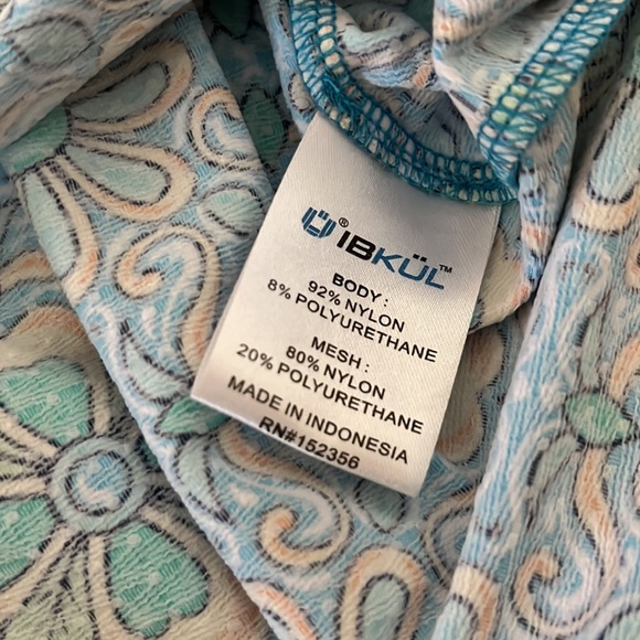 IBKUL Long Sleeve Crew Neck Top Scarlet Print Turquoise S and L - Picture 6 of 8